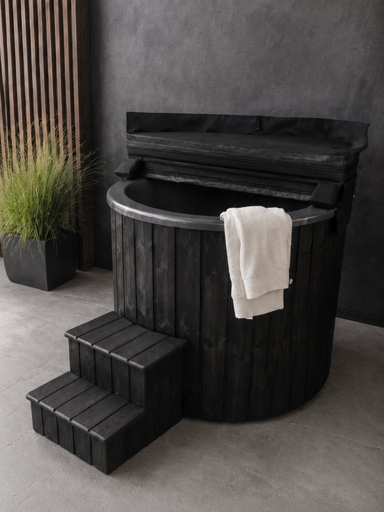 ProfessioneeI ijsbad inclusief Geïsoleerde Cover & Trap, Ophalen, Afdekzeil, Nieuw, Sauna Service
