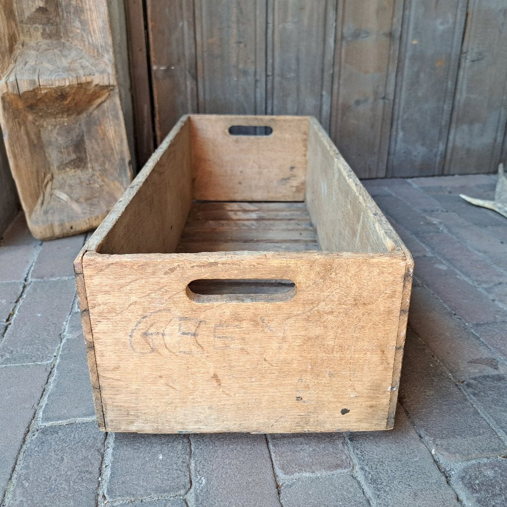 Stoere oude brocante houten kist bak lattenbodem *Etage3*, Huis en Inrichting, Gebruikt, ., Ophalen of Verzenden, .