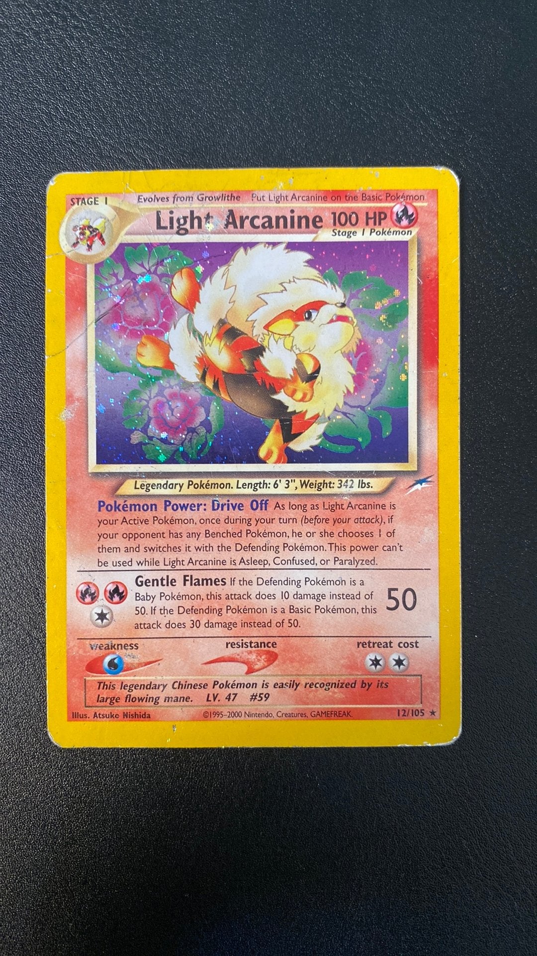 Pokemon light arcanine holo 12/105 neo destiny, Verzenden, Gebruikt, Losse kaart