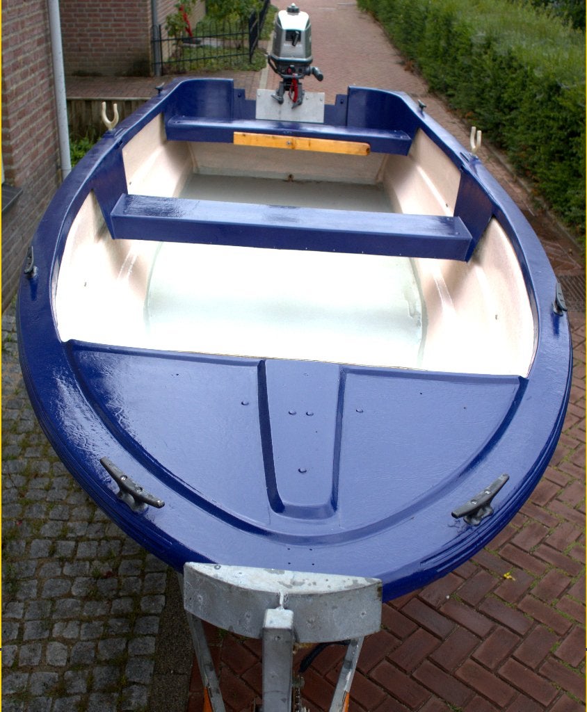 Vaarklaar Polyester motorboot 4,20 m + 5 PK Parsun + trailer, Ophalen, Overige merken, Gebruikt, 4 m