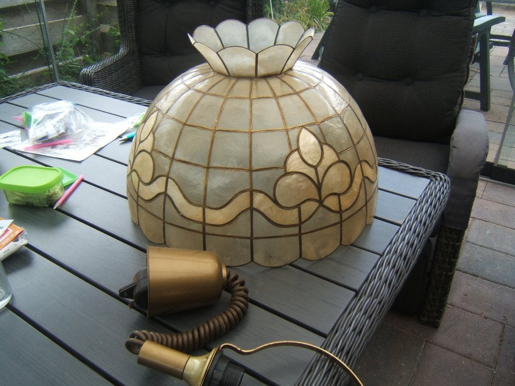 schelpenlamp van capiz  vintage, Ophalen, Overige materialen, Gebruikt, Vintage