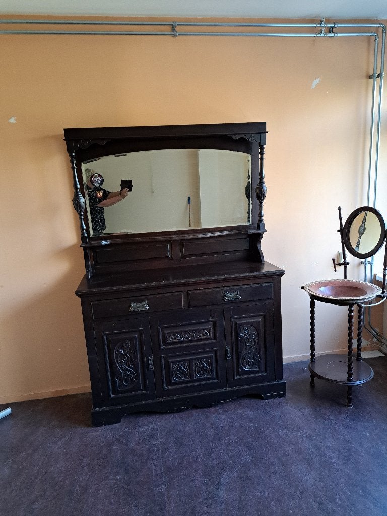 Commode kast met spiegel. Te vervoeren in twee delen, Ophalen, Gebruikt, 150 tot 200 cm, 25 tot 50 cm