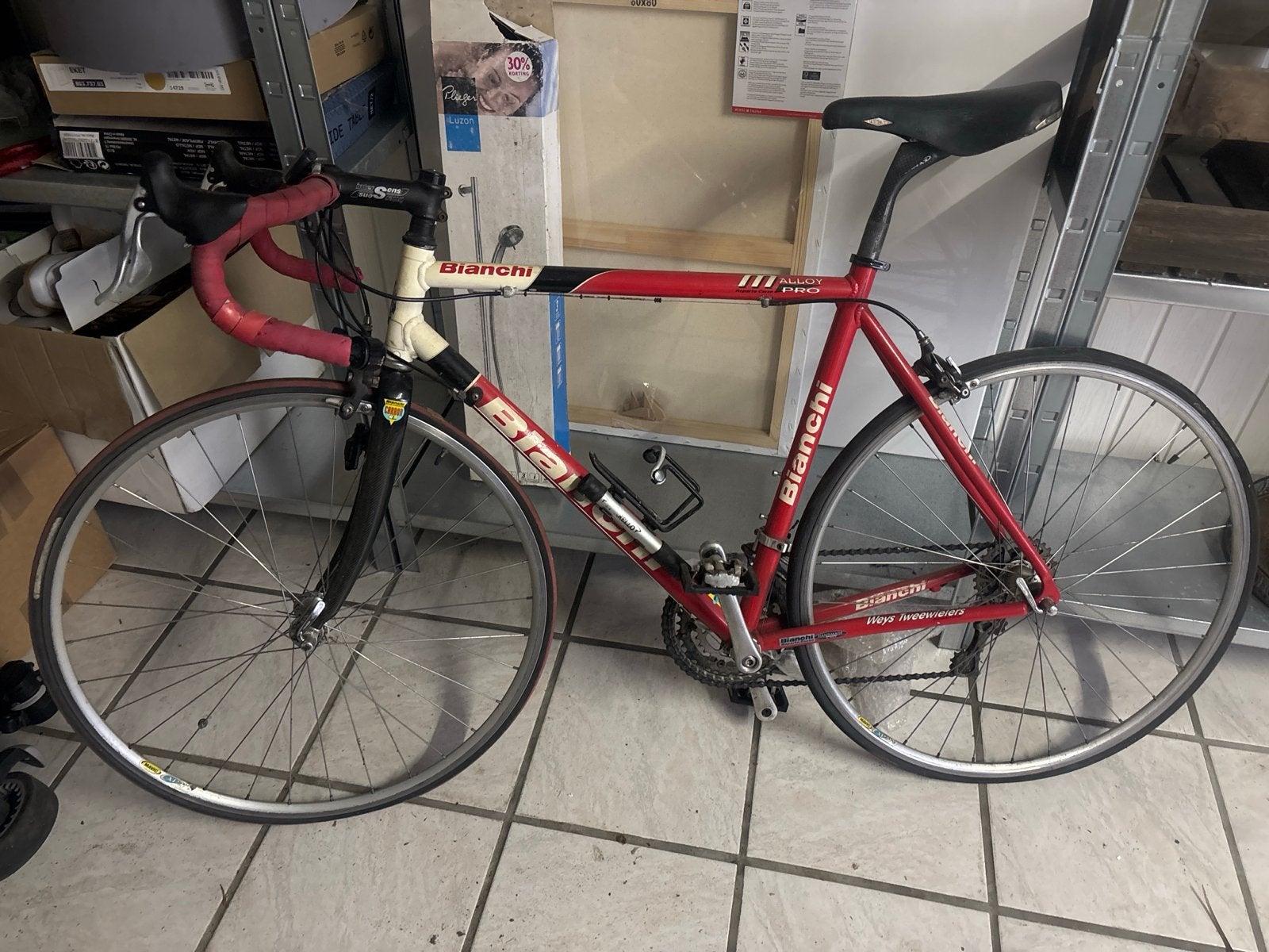 Bianchi racefiets - Rood, gebruikt, 28 inch, 28 inch, Gebruikt, Velgrem, Aluminium