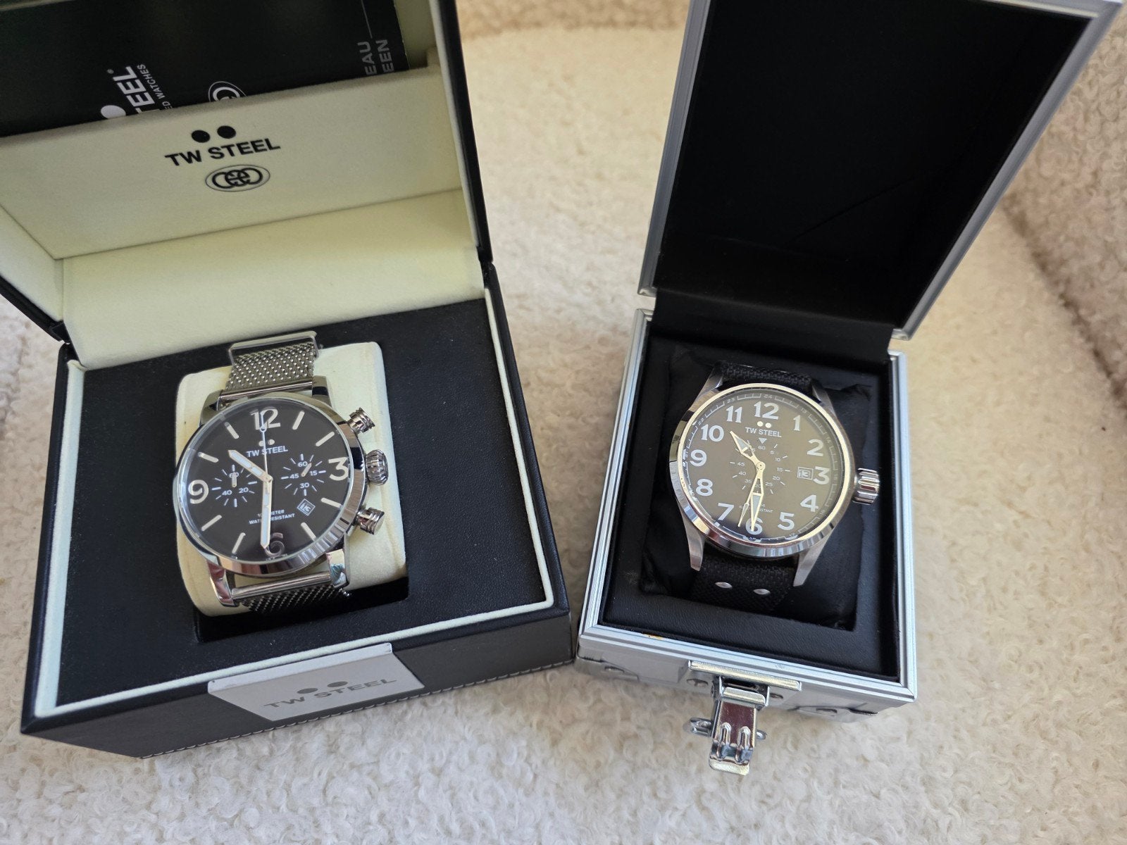 TW Steel MB14 en TW Steel VS2, Ophalen of Verzenden, Zo goed als nieuw, Leer, Overige merken