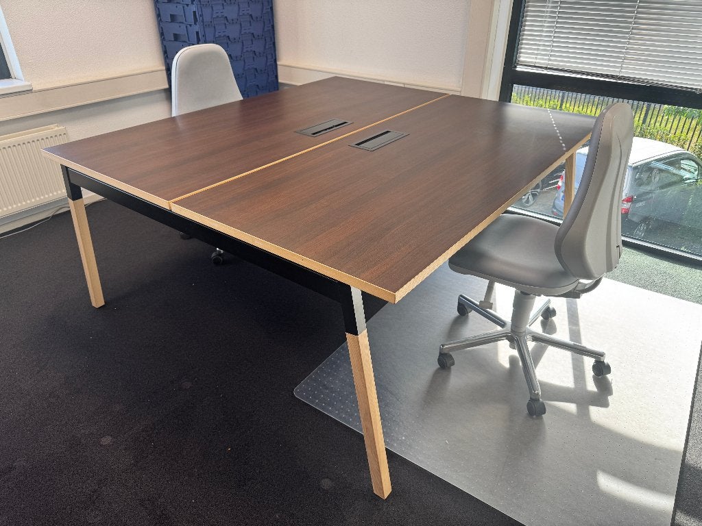 Dubbel bureau ZGAN, Huis en Inrichting, Bureaus, Ophalen, Hout, 180 cm, Bruin