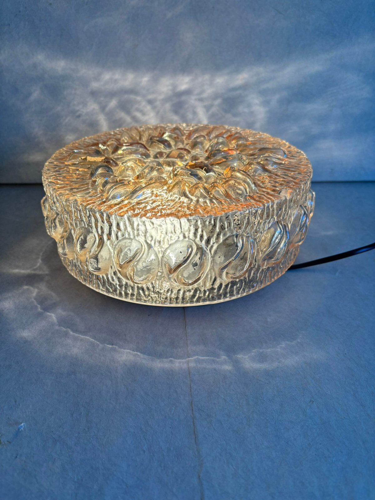 Vintage amberkleurige glazen plafond / wandlamp jaren 60/70, Huis en Inrichting, Ophalen of Verzenden, Gebruikt