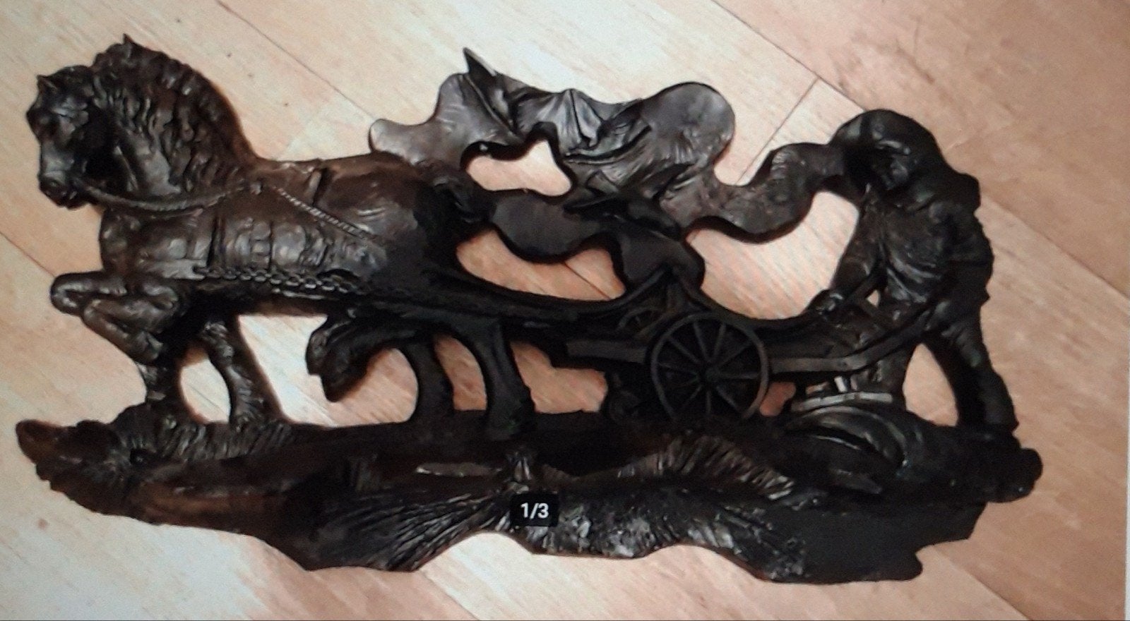 Wanddecoratie (Paard en Kar), Ophalen of Verzenden, Zo goed als nieuw, Zwart