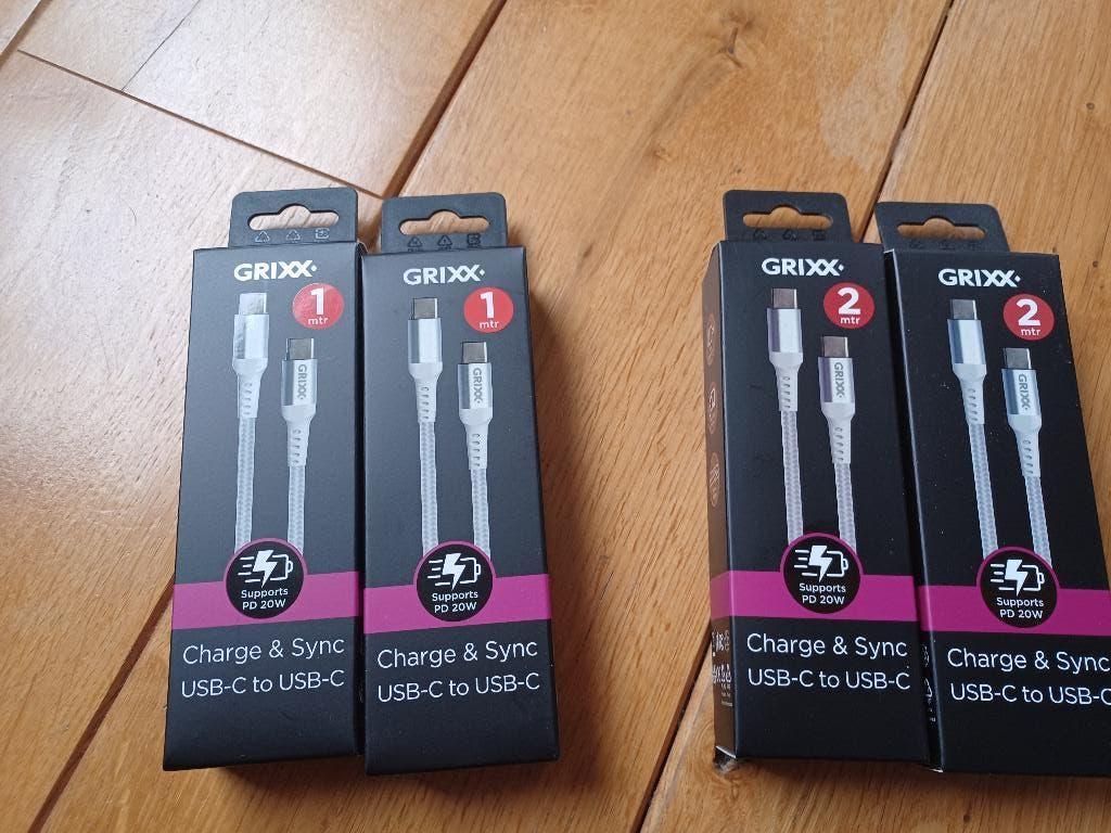 Grixx USB-C to USB-C white 2 meter / nieuw, Ophalen of Verzenden, Nieuw, Apple iPhone