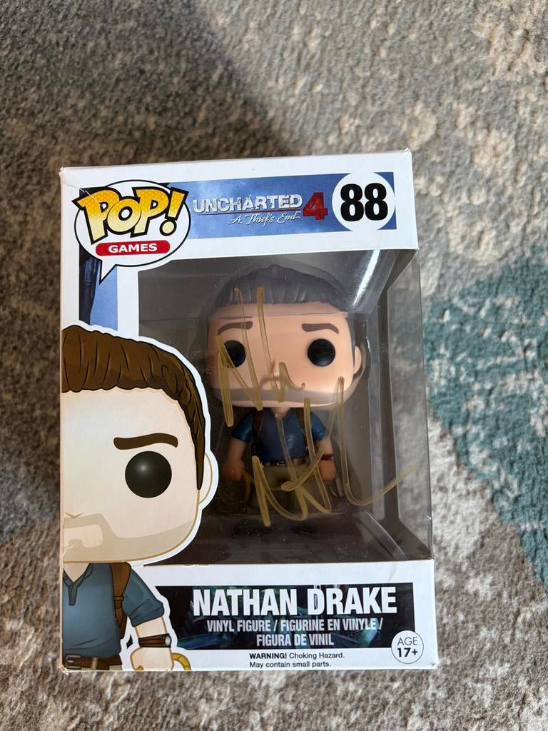 Funko Pop! Nathan Drake (Uncharted 4) gesigneerd door Nolan, Ophalen of Verzenden, Zo goed als nieuw