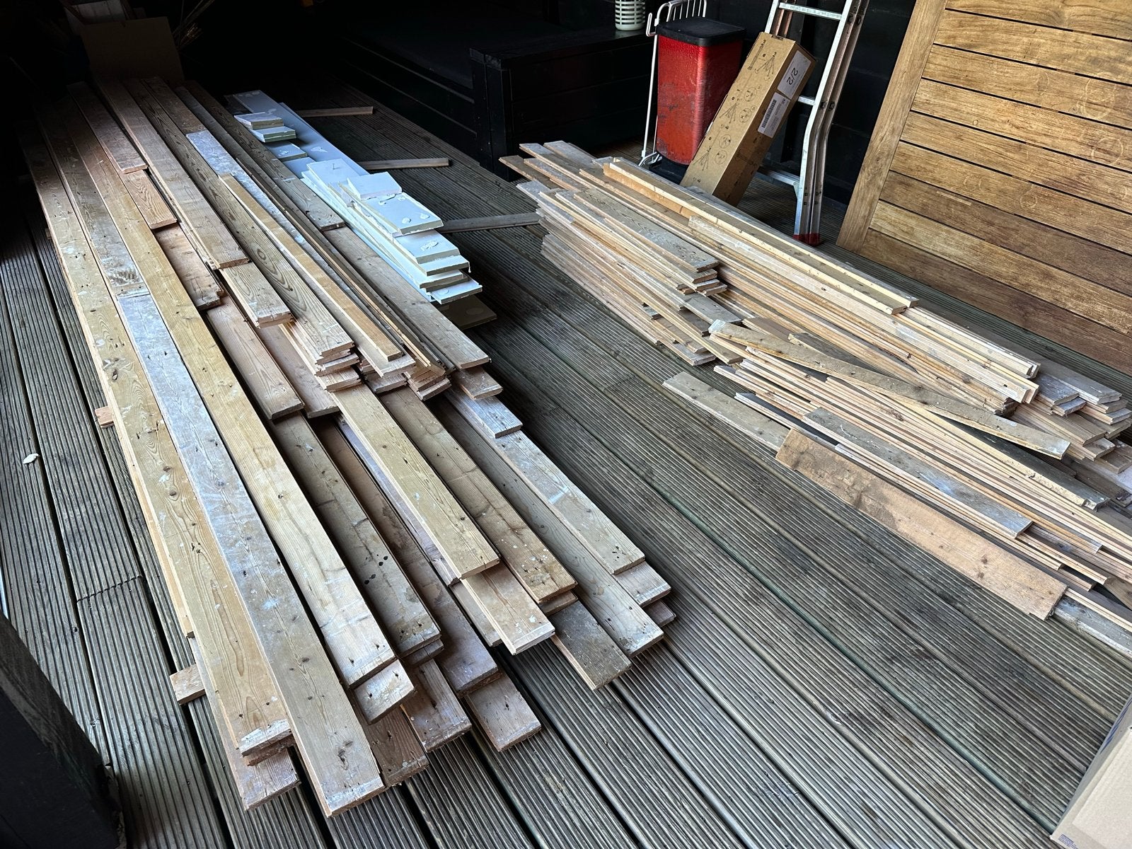 60 m2 aan prachtig vurenhout - Fabrieksvloer uit Jaren 60, Doe-het-zelf en Verbouw, Hout en Planken, Ophalen, Gebruikt, Minder dan 25 mm