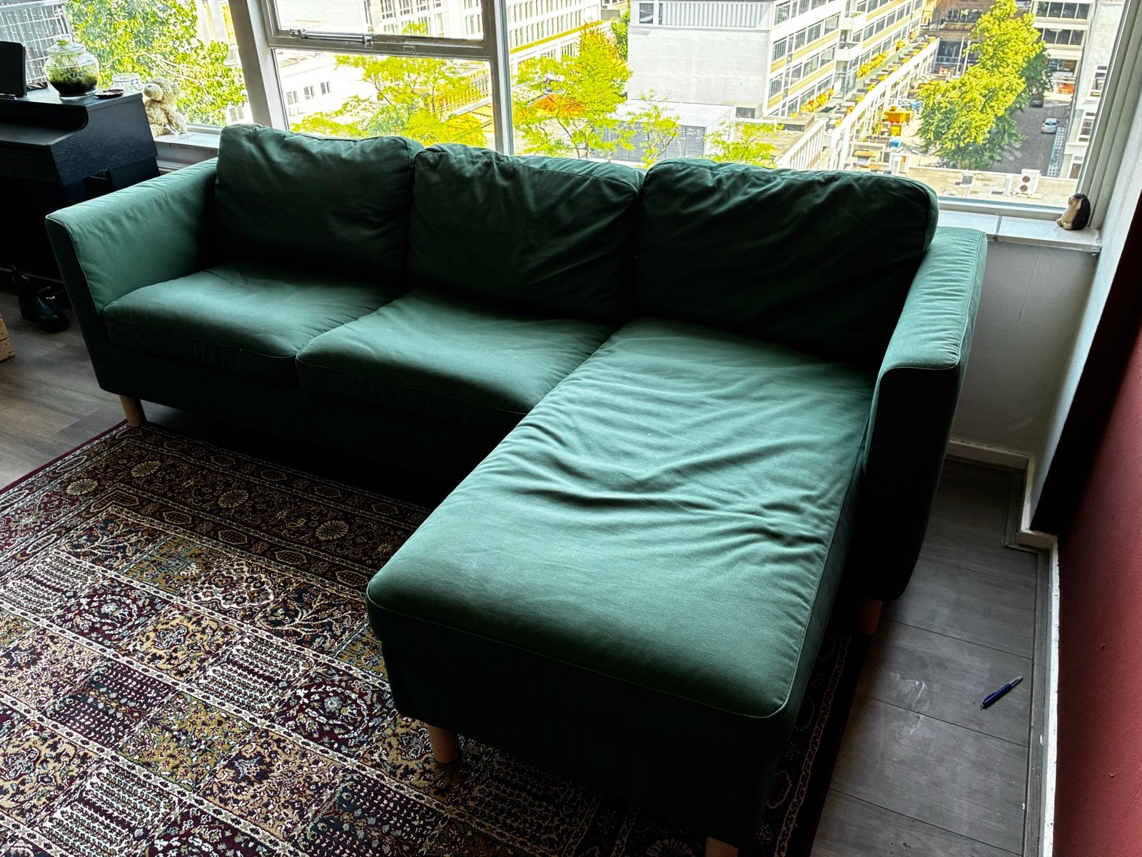 Groene hoekbank, Ophalen, Gebruikt, 100 tot 125 cm, Hoekbank