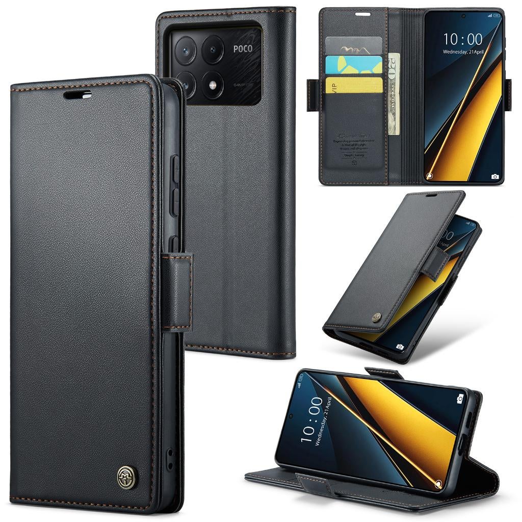 CaseMe Luxe Wallet Case voor Xiaomi Poco X6 Pro _ Zwart, Verzenden, Nieuw, Hoesje of Tasje