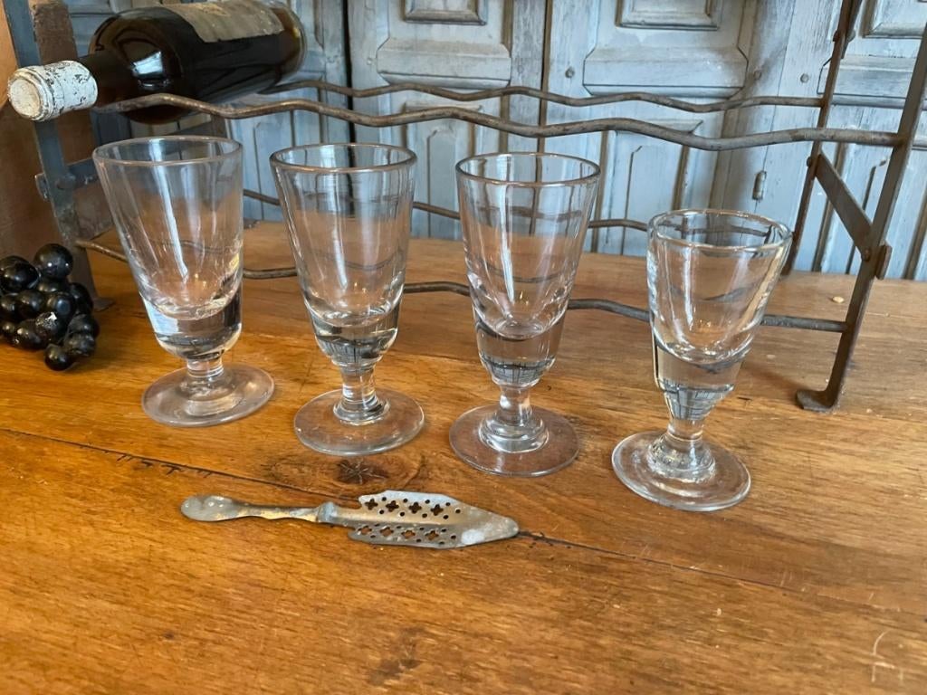 4 x 19e eeuw Absinth Glazen Frans antiek, Ophalen of Verzenden