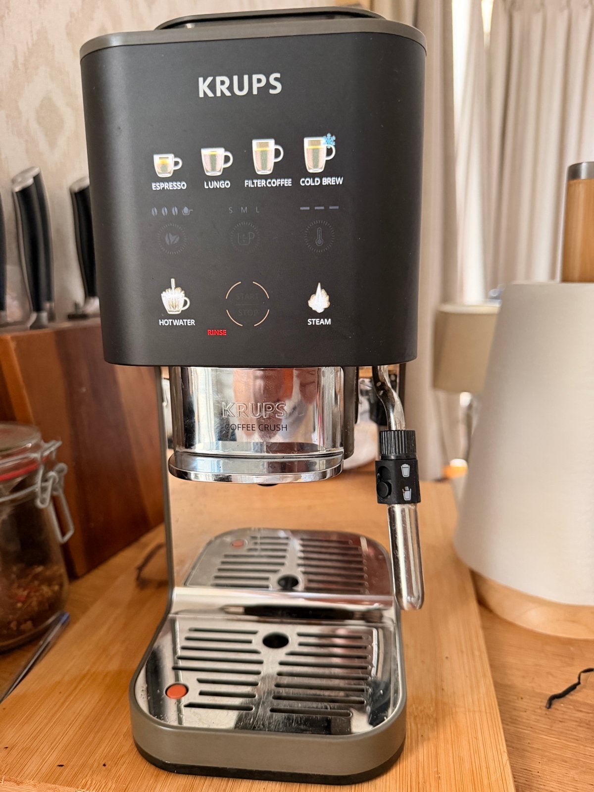 Krups Coffee Crush Espressomachine met Stoompijpje, Gemalen koffie, Espresso apparaat, Ophalen of Verzenden, Zo goed als nieuw