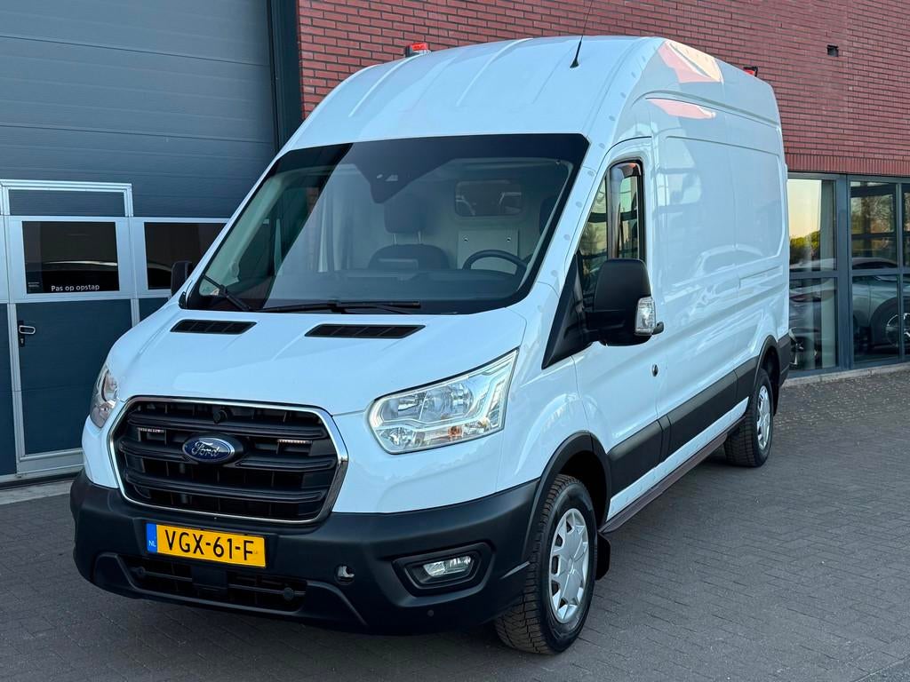 Ford Transit 350 2.0 TDCI L3H3 Trend MHEV RWD Hybrid Airco C, Auto's, Euro 6, 4 cilinders, Wit, Bedrijf