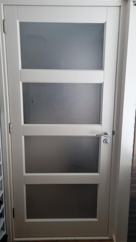 Stompe deur met glas, Gebruikt, Binnendeur, Ophalen of Verzenden, Glas