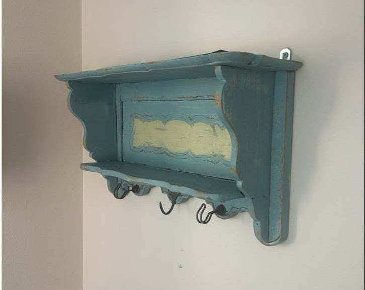 Rekje met haken - Vintage blauw/geel, Ophalen, Gebruikt