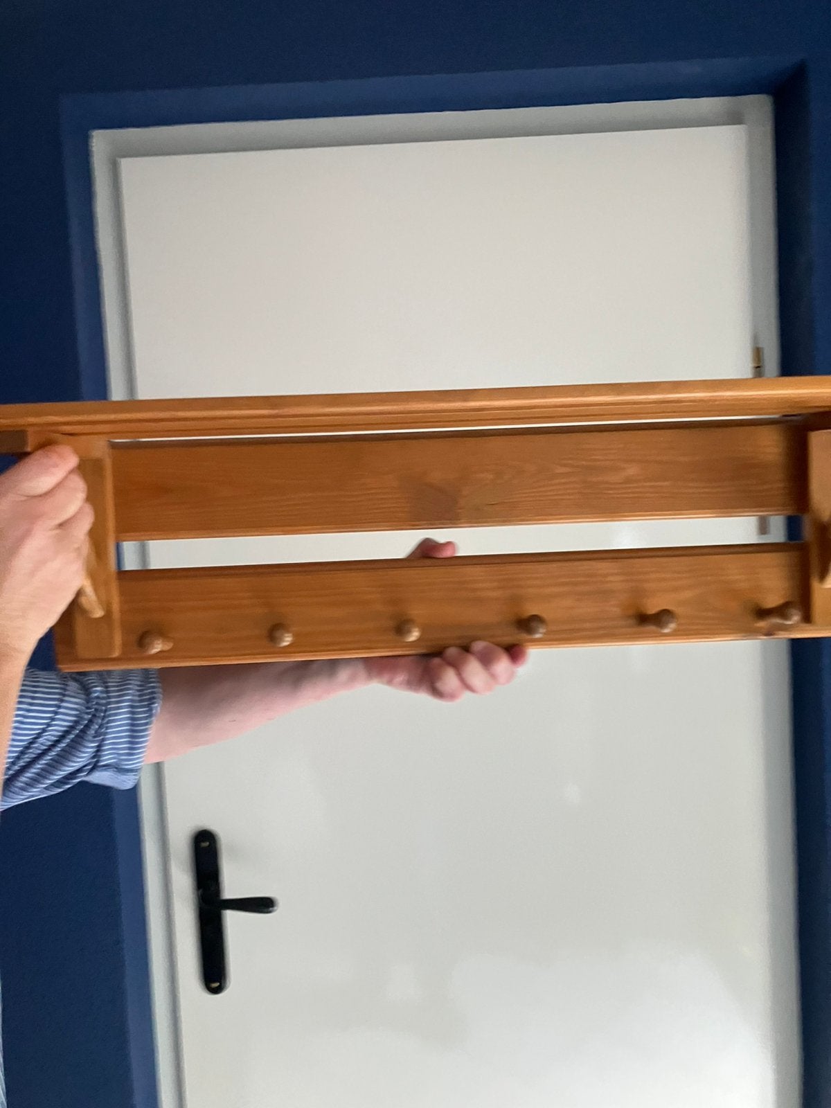 Kapstok met Hoedenplank, geloogd hout met warme lichte tint., Zo goed als nieuw, Minder dan 100 cm, Hout, Ophalen