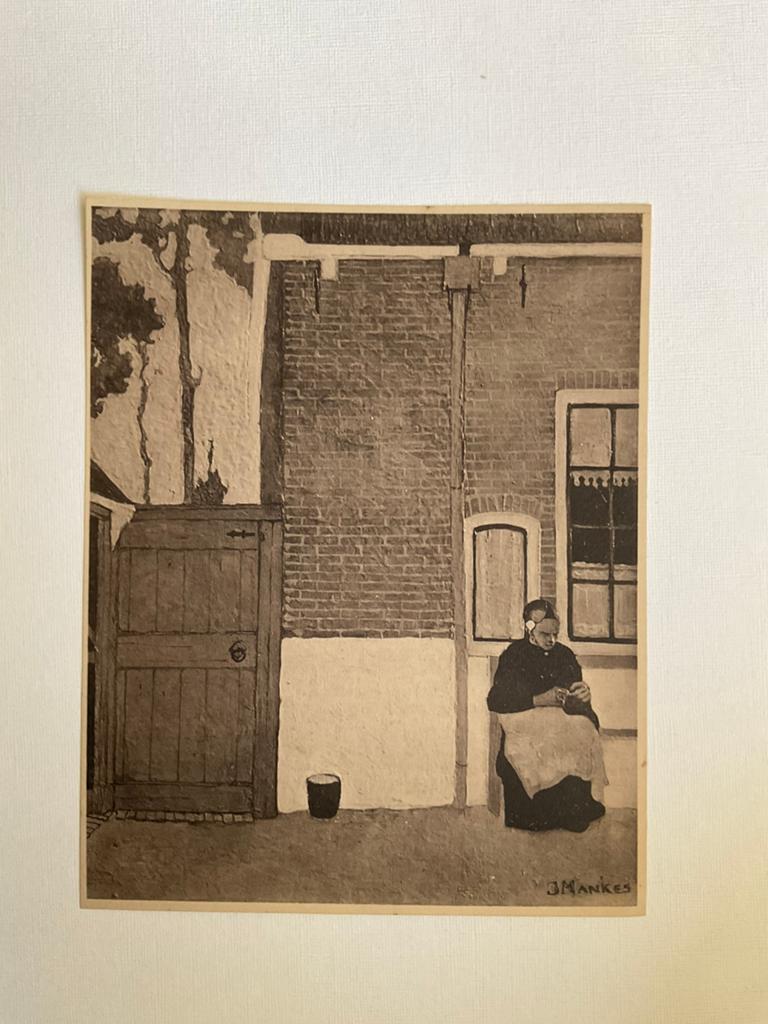 Jan mankes, breiend vrouwtje, Antiek en Kunst, Kunst | Etsen en Gravures, Ophalen of Verzenden
