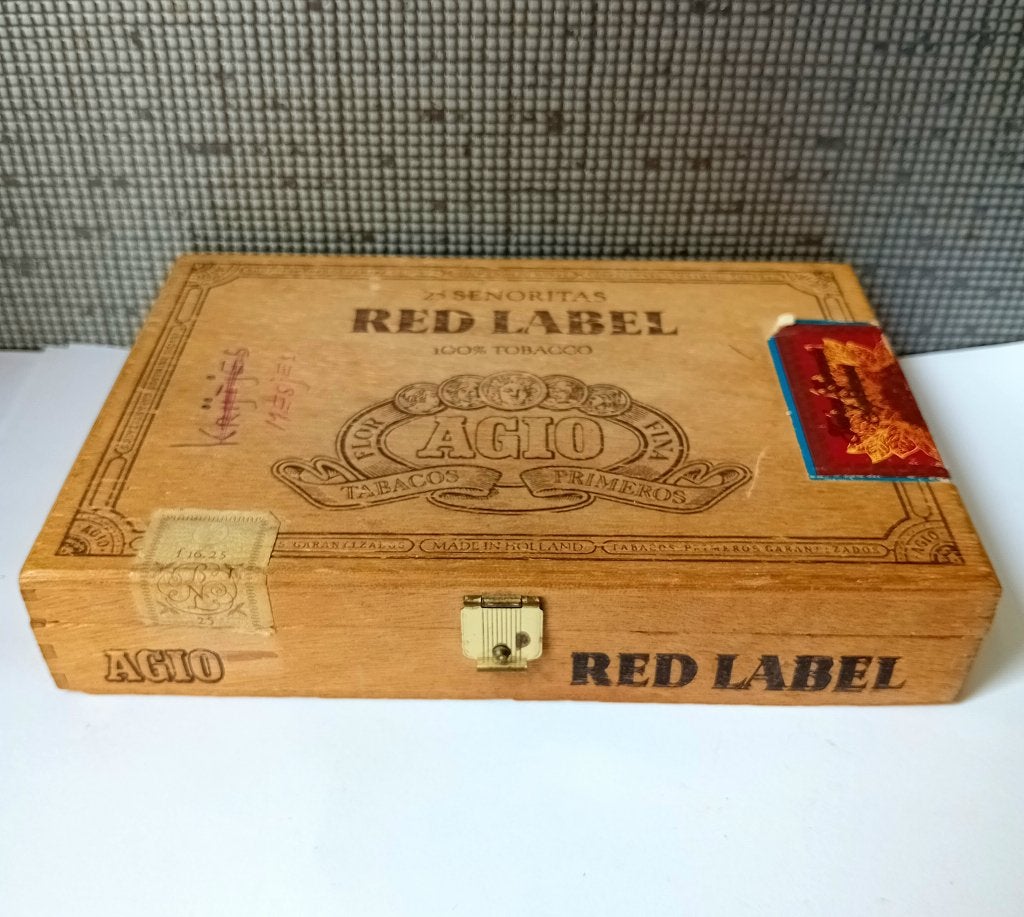 agio flor fina red label houten doos, Verzenden, Sigarenbandjes