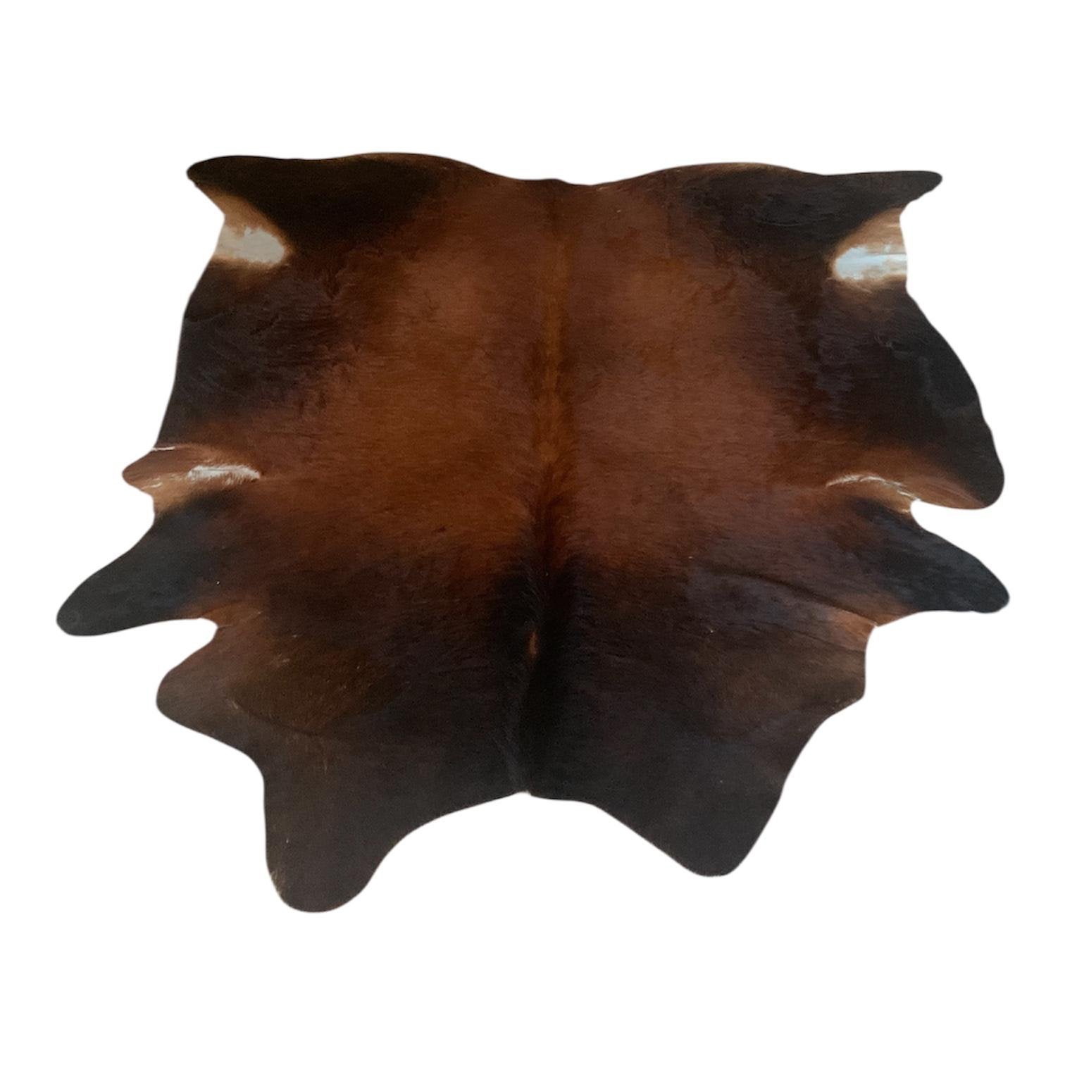 Koeienhuid, Koeienvel, Vloerkleed Donker Natuurlijk Rundleer, Ophalen, Bruin, 200 cm of meer, Zo goed als nieuw