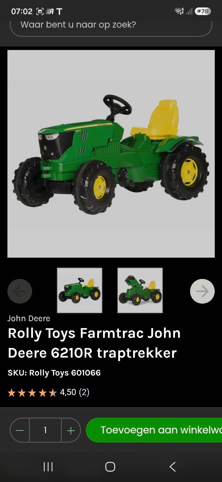 John Deere traptrekker, Kinderen en Baby's, Ophalen, Nieuw, Overige merken