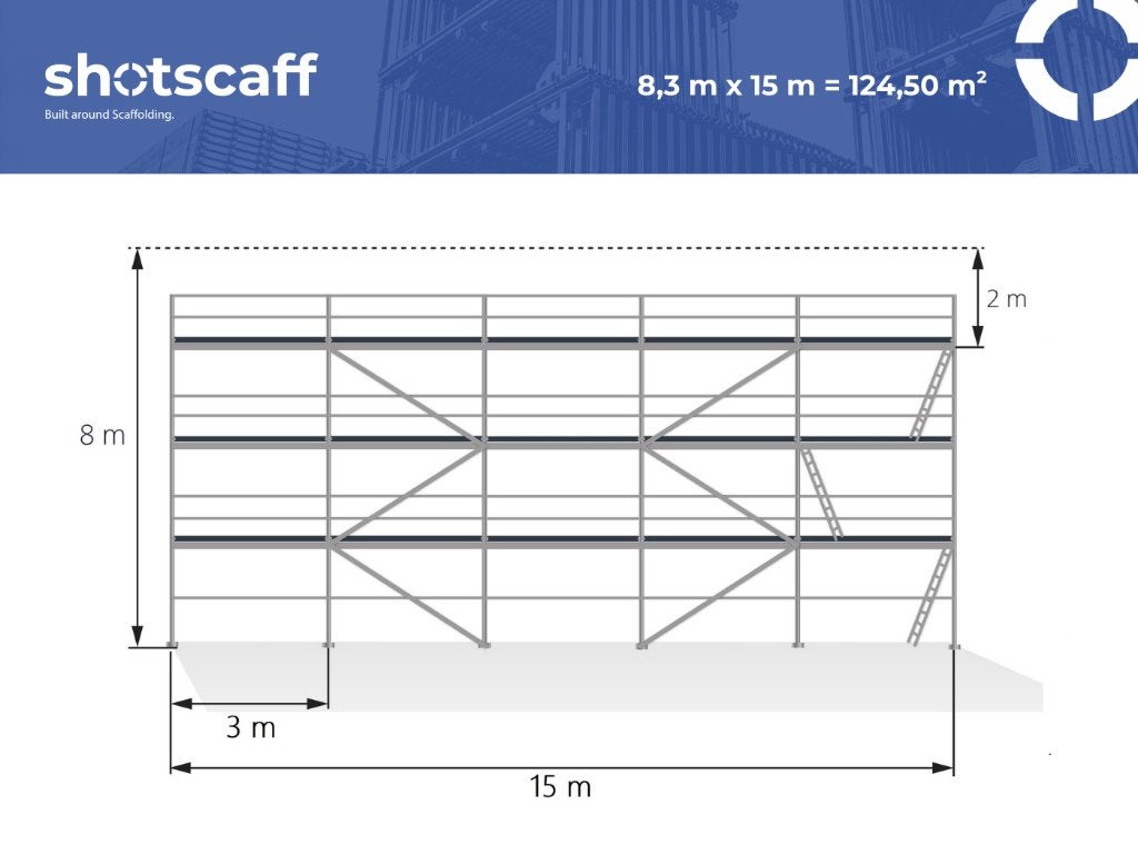 Aluminium steiger | 120 m² | GRATIS LEVERING, Doe-het-zelf en Verbouw, Verzenden, Nieuw, Gevelsteiger, 5 meter of hoger