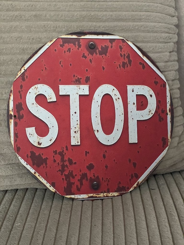 STOP verkeersbord/ tekstbord (Old Look), Huis en Inrichting, Www.pand50.nl, Nieuw, Ophalen of Verzenden, Printer 29B Coevorden