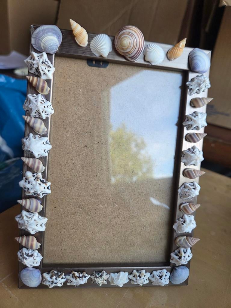 Fotolijst met schelpen - Uniek en hand gemaakt, Overige materialen, Minder dan 50 cm, Gebruikt, Ophalen of Verzenden