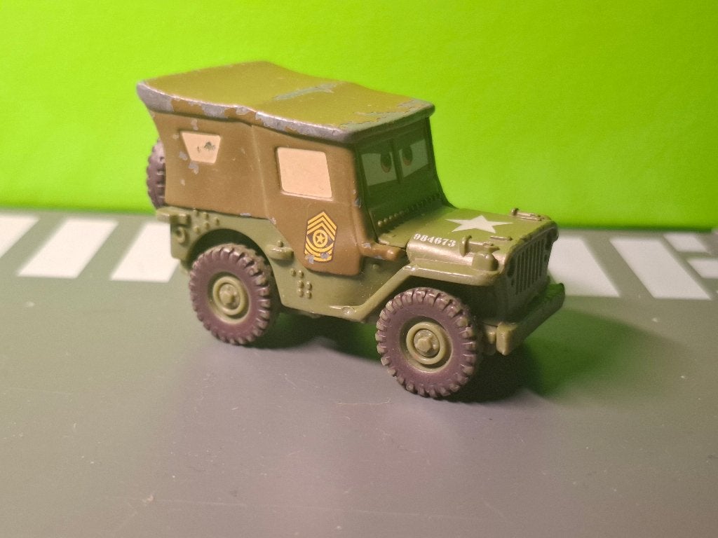 Disney Cars - Sarge Willys Jeep [groen] 1/55, Ophalen of Verzenden, Gebruikt