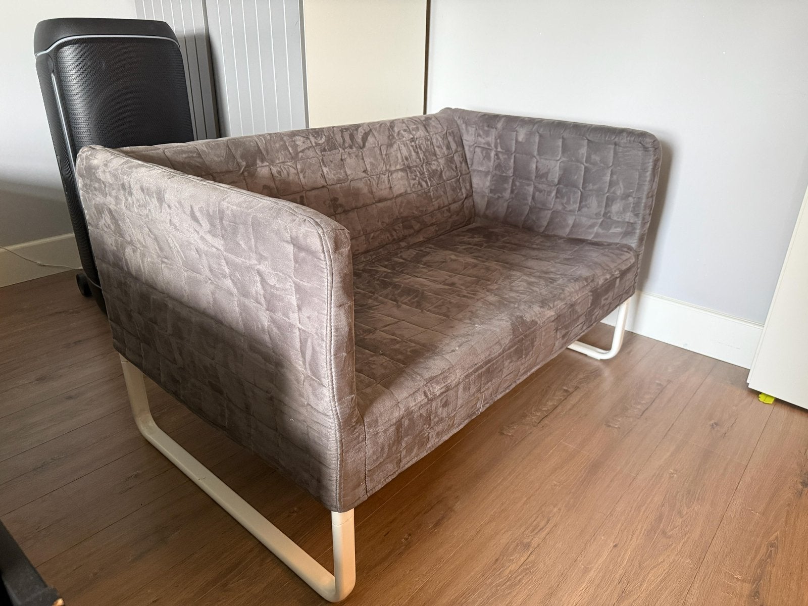 IKEA KNOPPARP 2-zits bankje / loveseat - Grijs, Ophalen, Tweepersoons, 75 tot 100 cm, Zo goed als nieuw