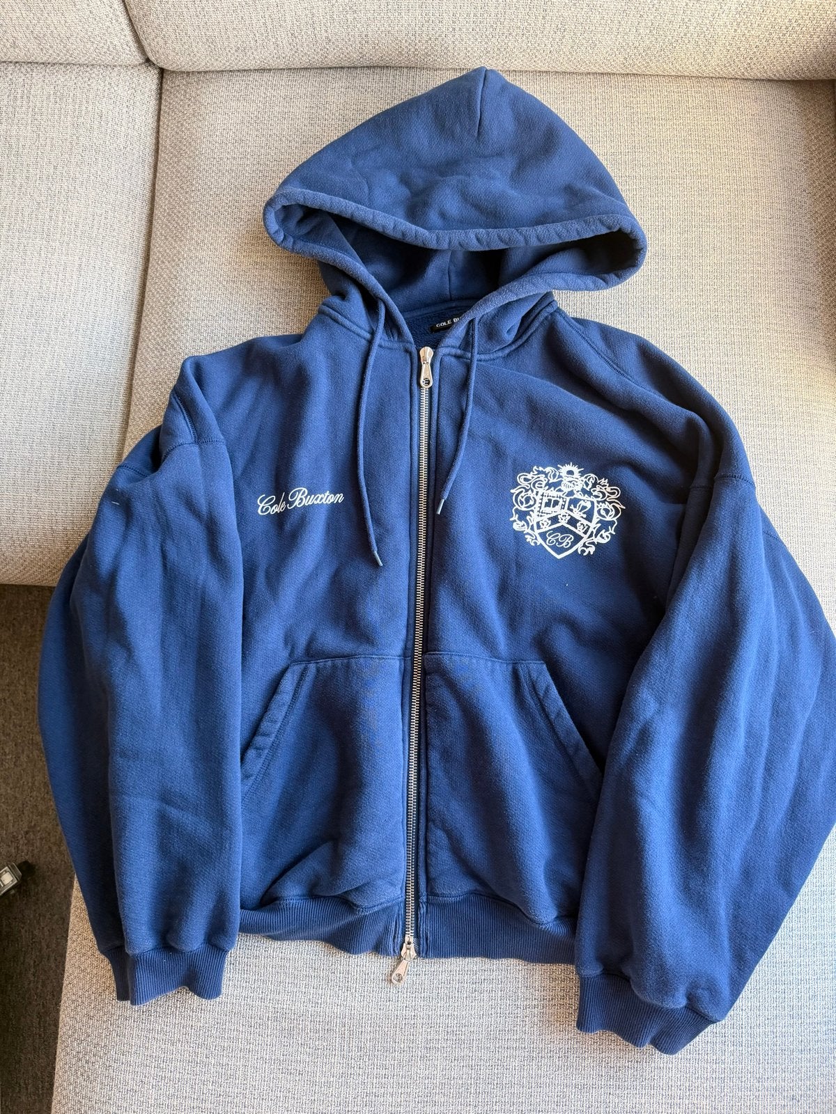 Cole Buxton blauwe zip-up hoodie vest maat L, Kleding | Heren, Ophalen of Verzenden, Zo goed als nieuw, Maat 52/54 (L), Blauw