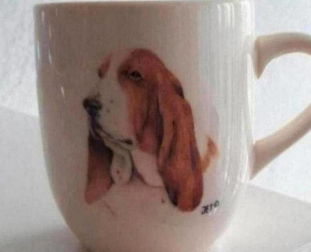 Beker Jet Basset Hond, Huis en Inrichting, Keuken | Servies, Zo goed als nieuw, Kop(pen) en/of Schotel(s), Overige stijlen, Ophalen of Verzenden