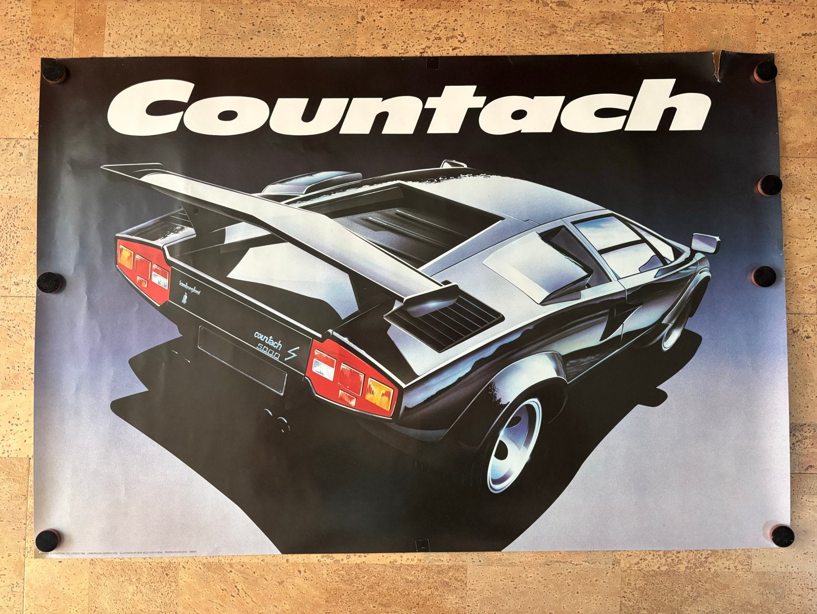 Vintage Countach Poster 89x59cm - Klein scheurtje, Verzamelen, Ophalen of Verzenden, A1 t/m A3, Overige onderwerpen, Rechthoekig Staand