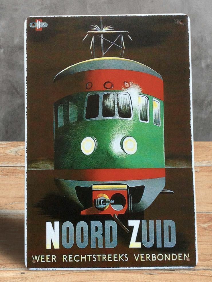 NS Vintage Reclame Noord Zuid Trein Metalen Wandbord, Verzamelen, Spoorwegen en Tramwegen, Verzenden, Nieuw, Trein, Overige typen