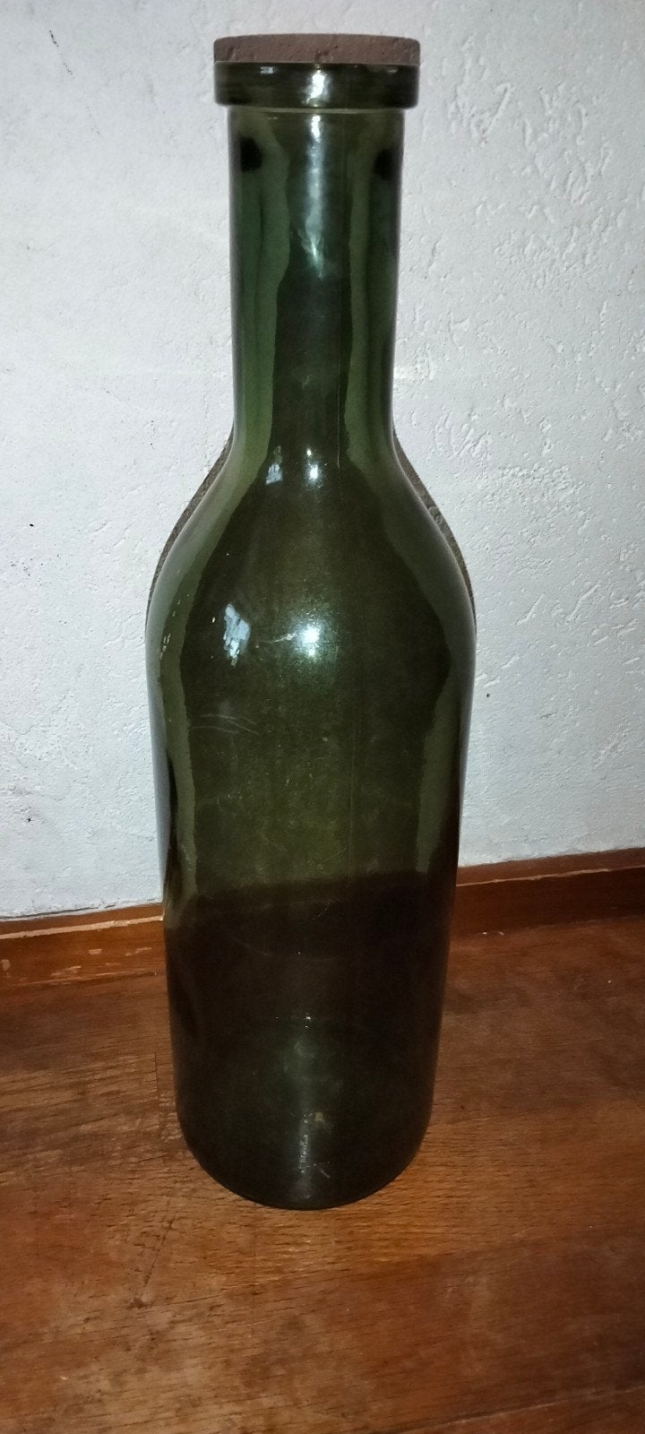 Hoge groen kleurige vaas dik glas brocante, Antiek en Kunst, Curiosa en Brocante, Ophalen of Verzenden