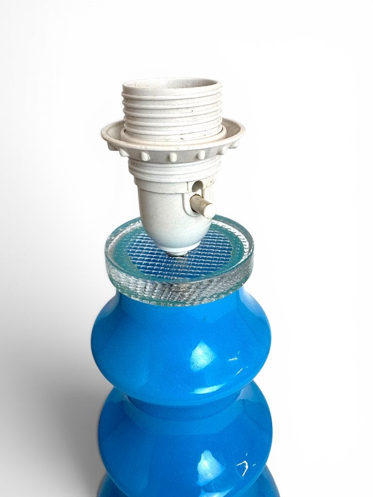 Blauwe glazen tafellamp, Blauw, Met schakelaar, Gebruikt, Overige merken
