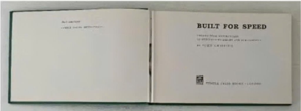 Built For Speed - John Griffith (1962 1st edition), Ophalen of Verzenden, Gelezen
