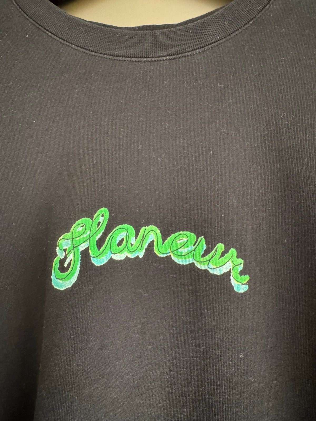 Flâneur T-shirt Zwart met Groen Logo - Maat XS, Kleding | Heren, Ophalen of Verzenden, Gedragen, Maat 46 (S) of kleiner, Zwart