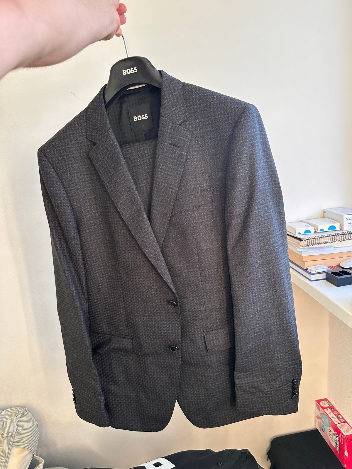 Hugo Boss Kostuum 52/54 – Drago Italiaanse Wol – 1x gedragen, Ophalen of Verzenden, Zo goed als nieuw, Maat 52/54 (L), Grijs