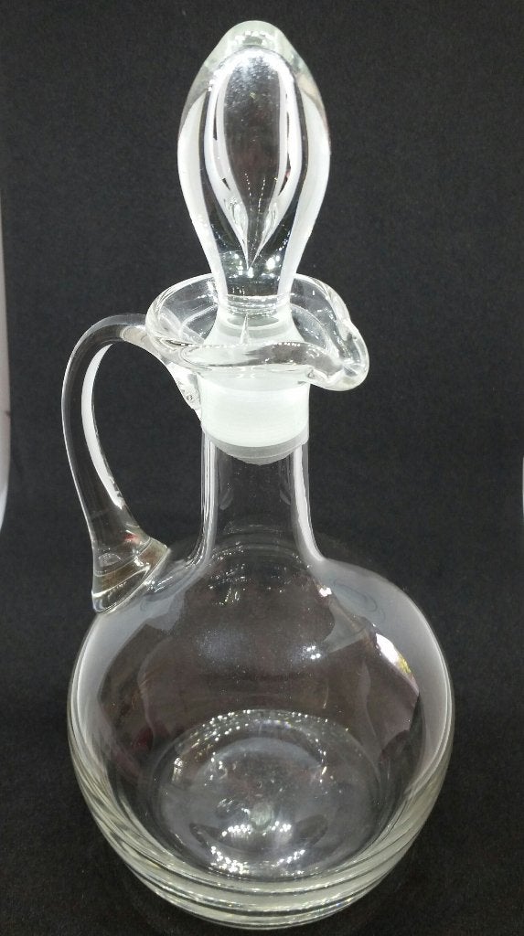 sierlijke karaf met stop, glas, hoogte 16,5 / 22,5 cm, Ophalen of Verzenden, Gebruikt, Overige typen