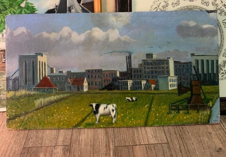 Olieverf op paneel gesigneerd, Ophalen of Verzenden