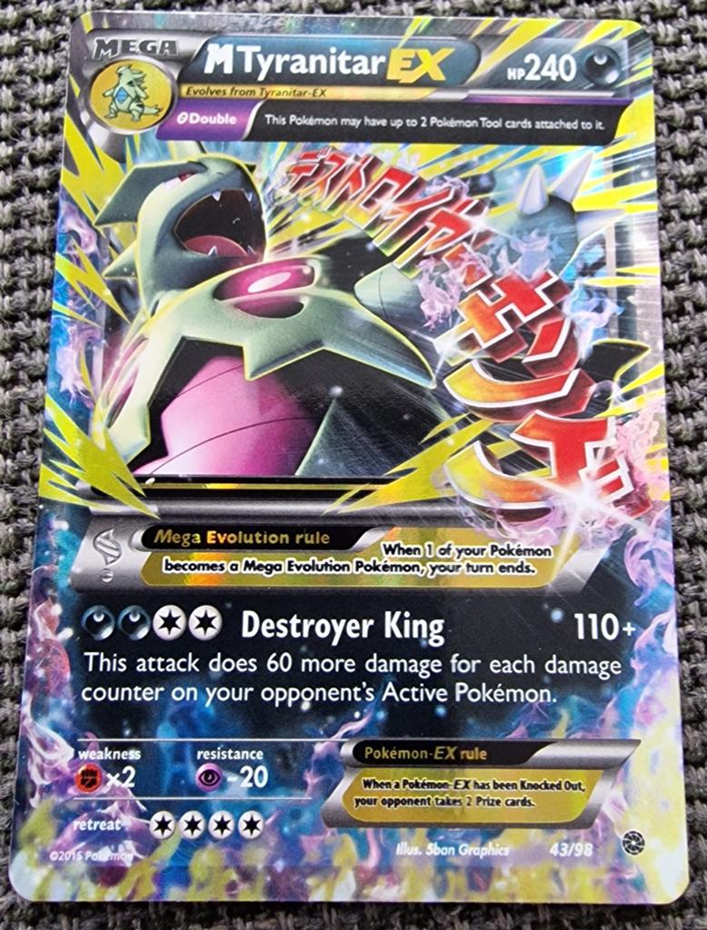 M Tyranitar EX Holo Pokémon Kaart - XY Ancient Origins, Ophalen of Verzenden, Zo goed als nieuw, Losse kaart, Foil