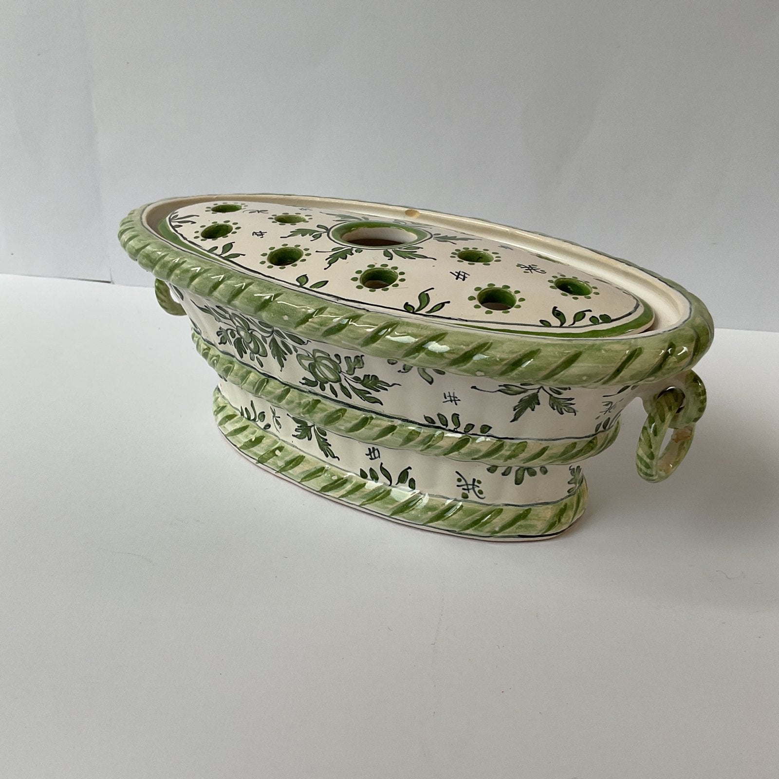 Moustiers Aardewerken Majolica Bloemenvaasje, *Bonne, Ophalen of Verzenden, Handgemaakt, Groen