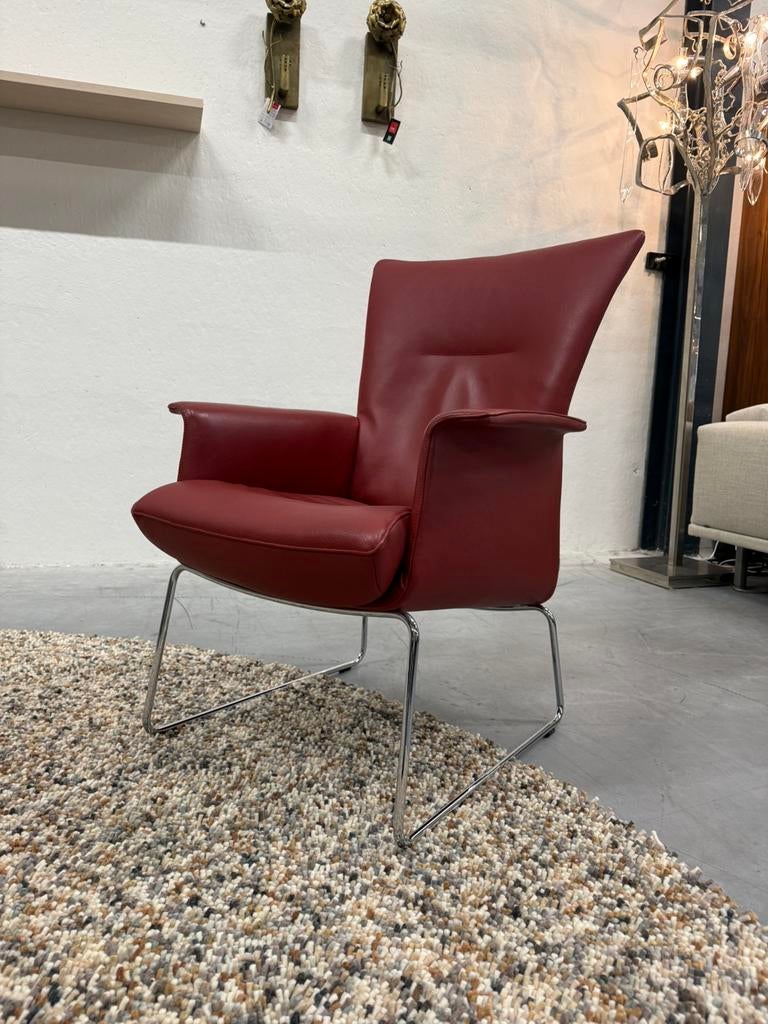 Jori Aida Fauteuil rood leer design stoel, Huis en Inrichting, Fauteuils, Jori, Ophalen of Verzenden, Zo goed als nieuw, Leolux Harvink Pode Rolf Benz Design on Stock Eyye Montis