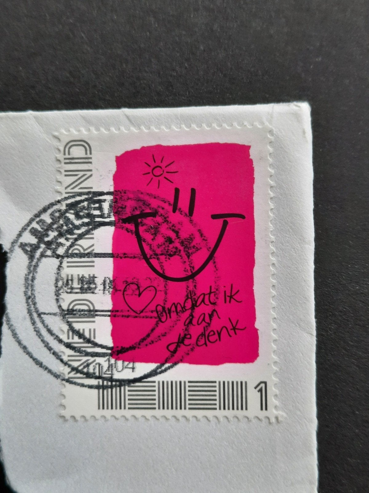 Persoonlijke postzegel 'Omdat ik aan je denk' - Gestempeld, Verzenden