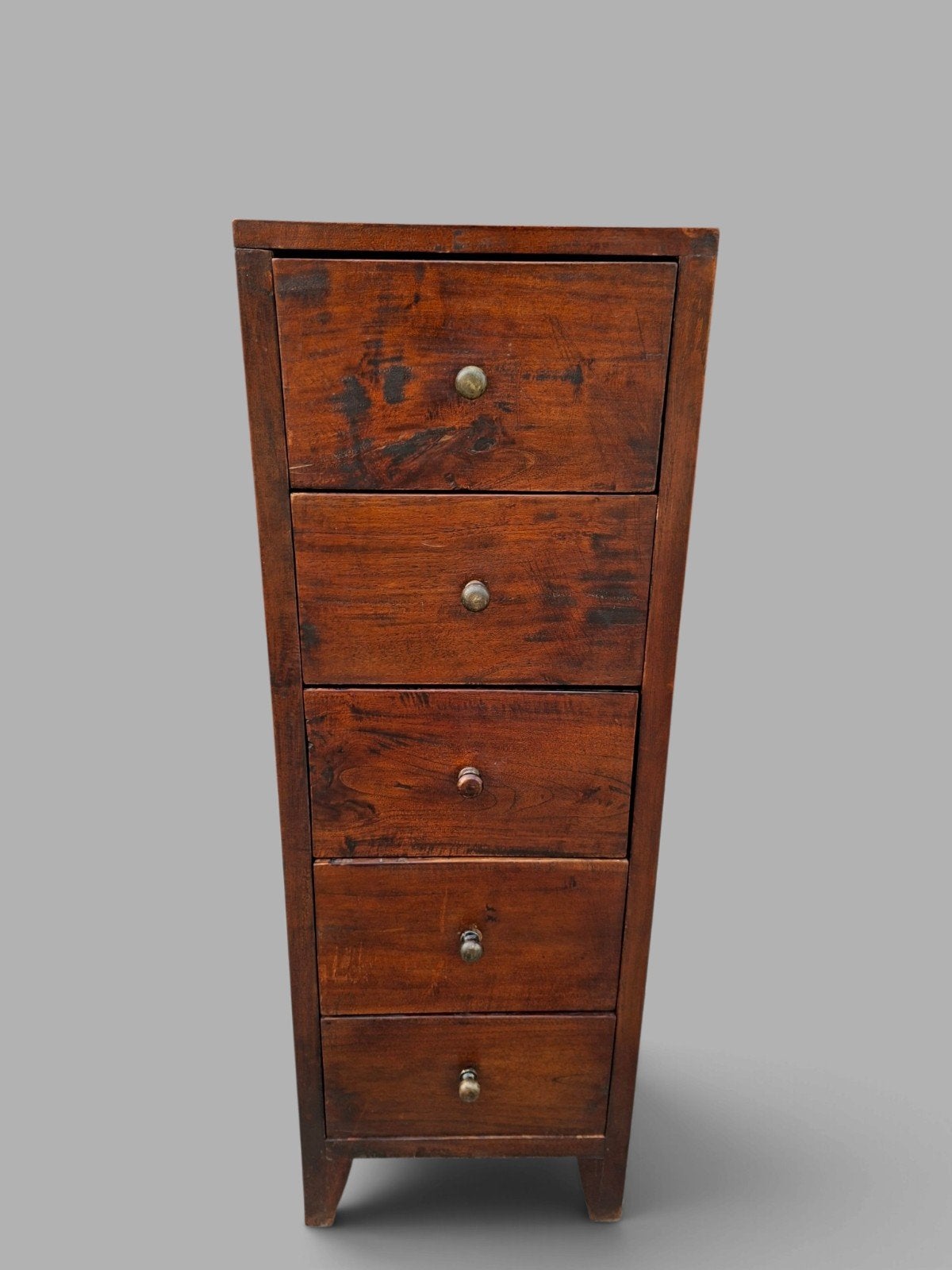 Koloniaal teakhouten ladekast, apothekerskast, archiefkast , 5 laden of meer, Ophalen of Verzenden, 25 tot 50 cm, Minder dan 100 cm