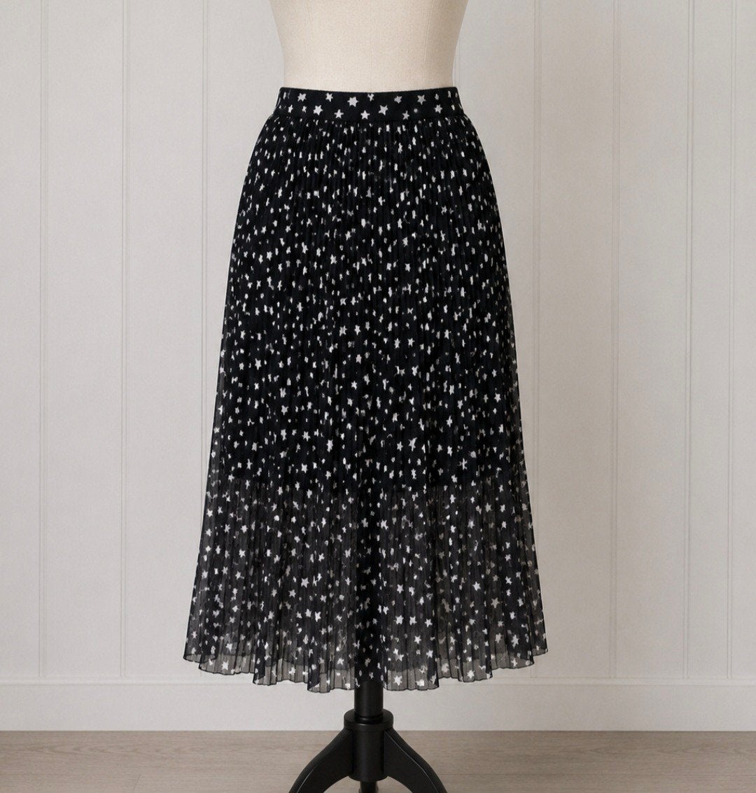 Luxe H&M rok zwart zilver met elastische tailleband mt 36, Verzenden