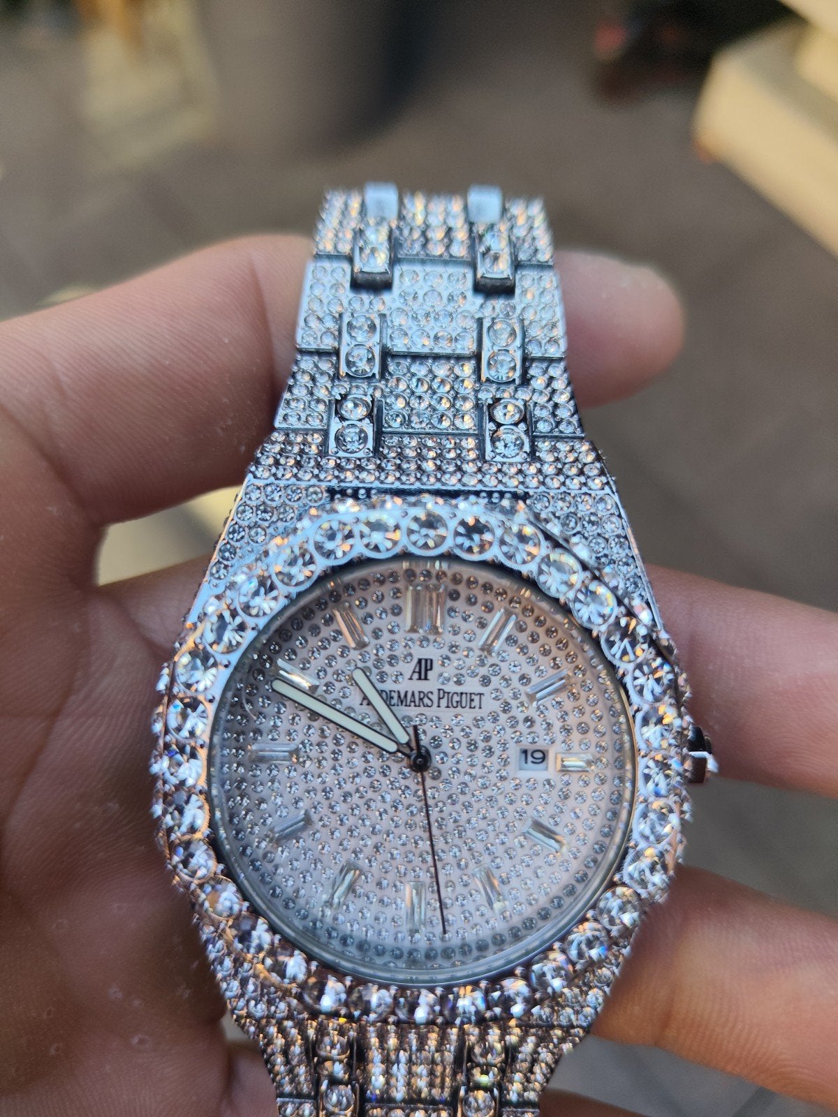 Moissanite Ap horloge, Sieraden, Tassen en Uiterlijk, Ophalen of Verzenden, Zilver, Staal, Overige merken