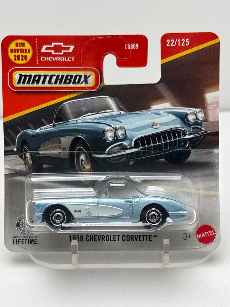 Matchbox 1958 Chevrolet Corvette - Nieuw in verpakking, Auto, Nieuw, Ophalen of Verzenden, Mattel